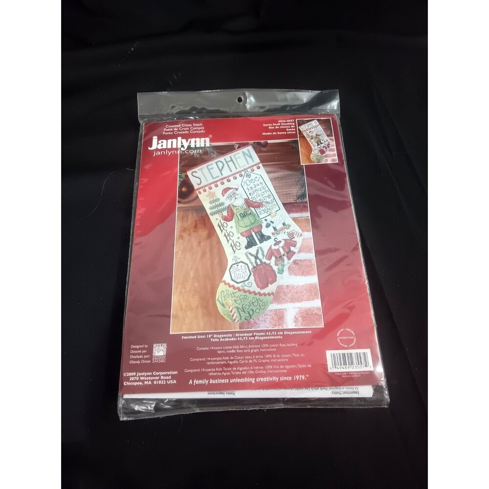 Janlynn Santas Workshop Christmas Stuff Stocking Counted Cross Stitch Kit New